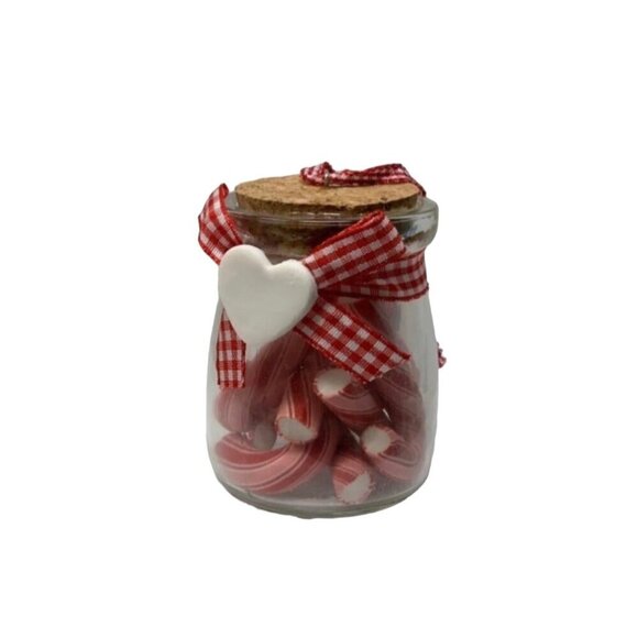 Realistic Candy Cane Jar Ornament Glass Jar 3" Christmas Peppermint Candyland - Picture 4 of 7